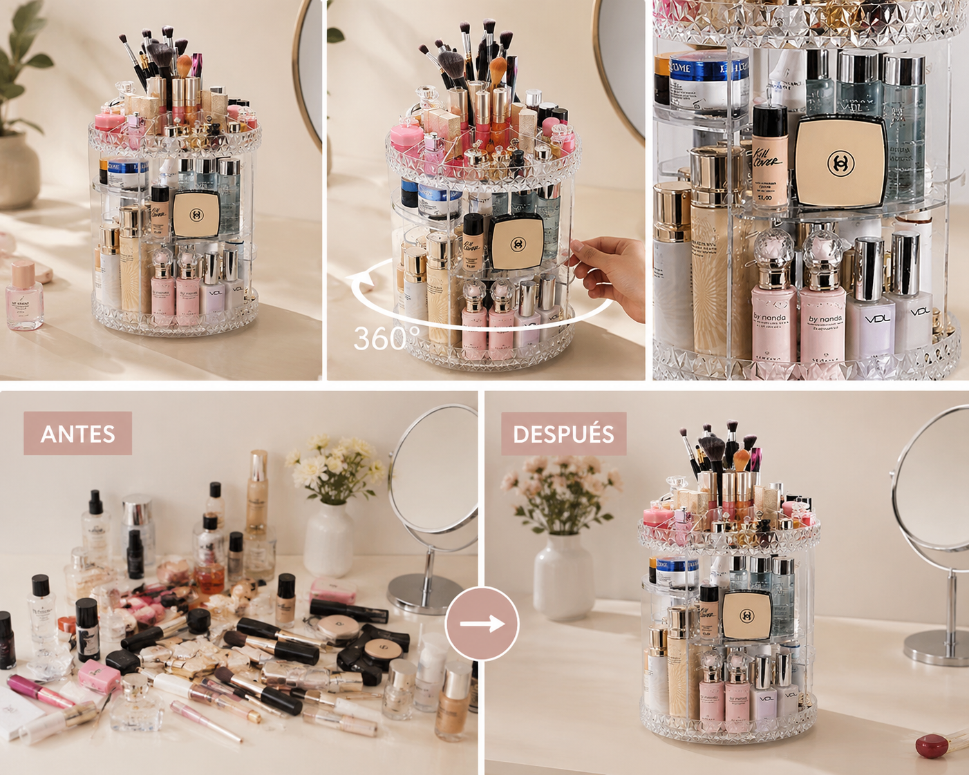 ORGANIZADOR DE MAQUILLAJE 360